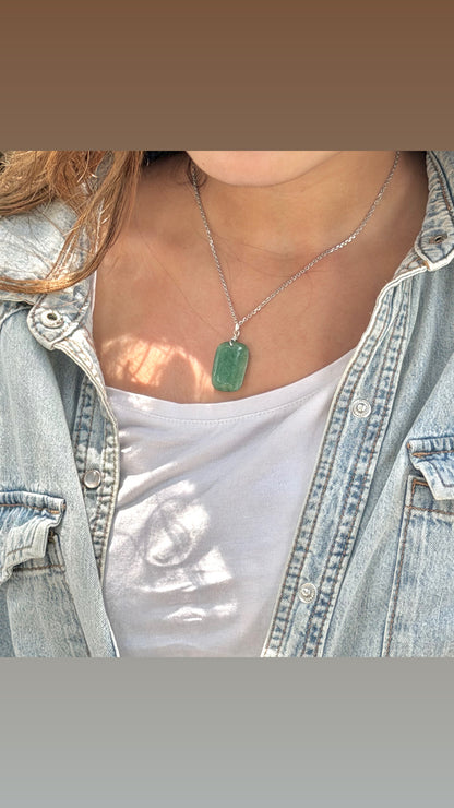 Green Jade with 925 Sterling Silver Prosperity & Self Confidence Necklace