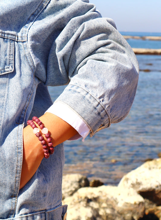 Pink Jasper & Rose Quartz Emotional Love Being & Stability Bracelet