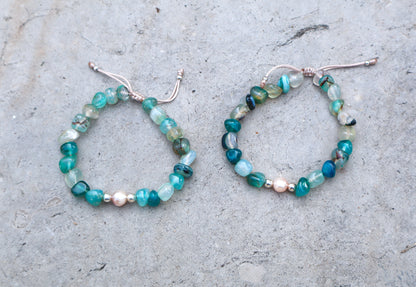 Green Agate with White Mother of Pearl Bracelet