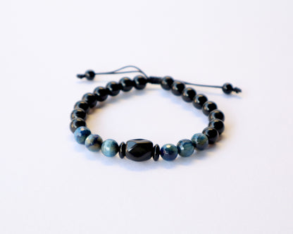 Blue Tiger’s Eye & Obsedian Anxiety Relief & Balance Bracelet