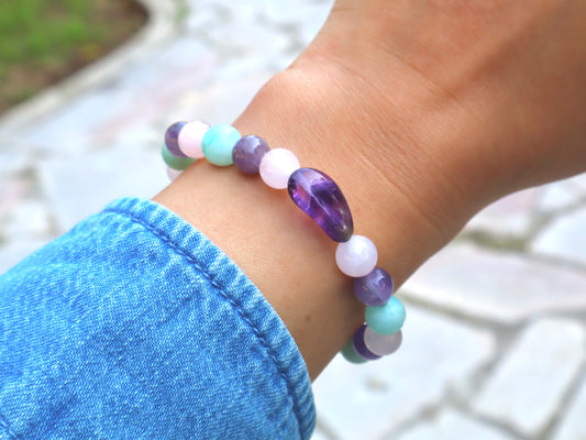 Amethyst, Amazonite, & Rose Quartz Serenity Bracelets