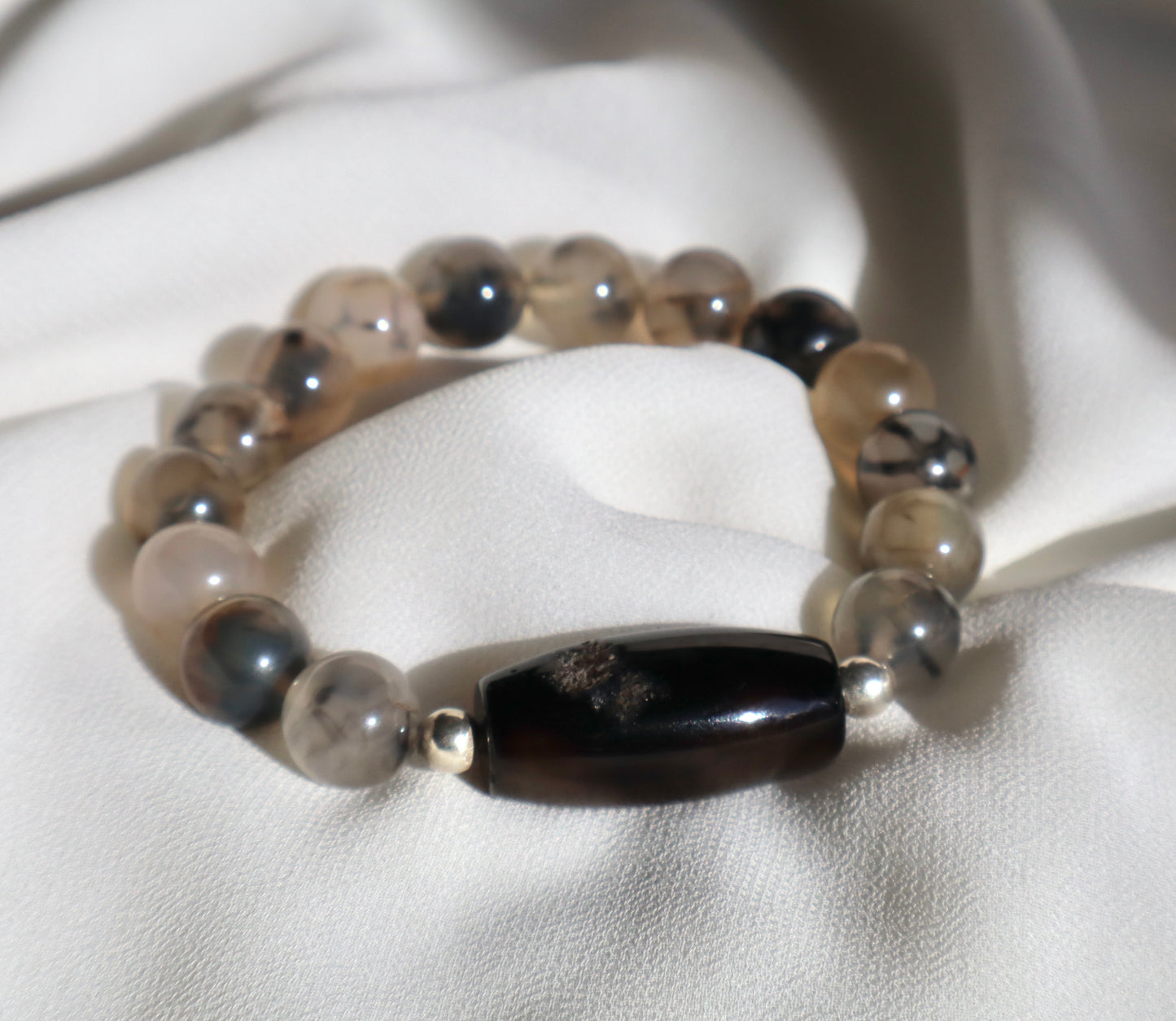 Black & Beige Agate Protection & Courage Bracelets