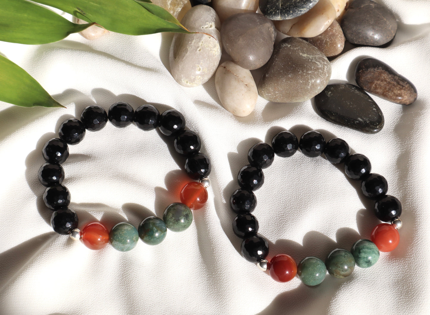 Moss Agate, Carnelian, & Black Onyx Confidence & Protection Bracelet