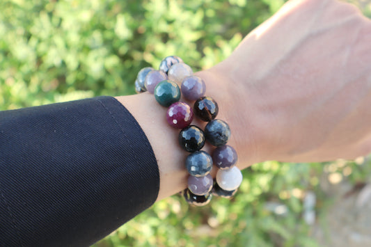 Ruby, Jade, & Colorful Agate Confidence Bracelets