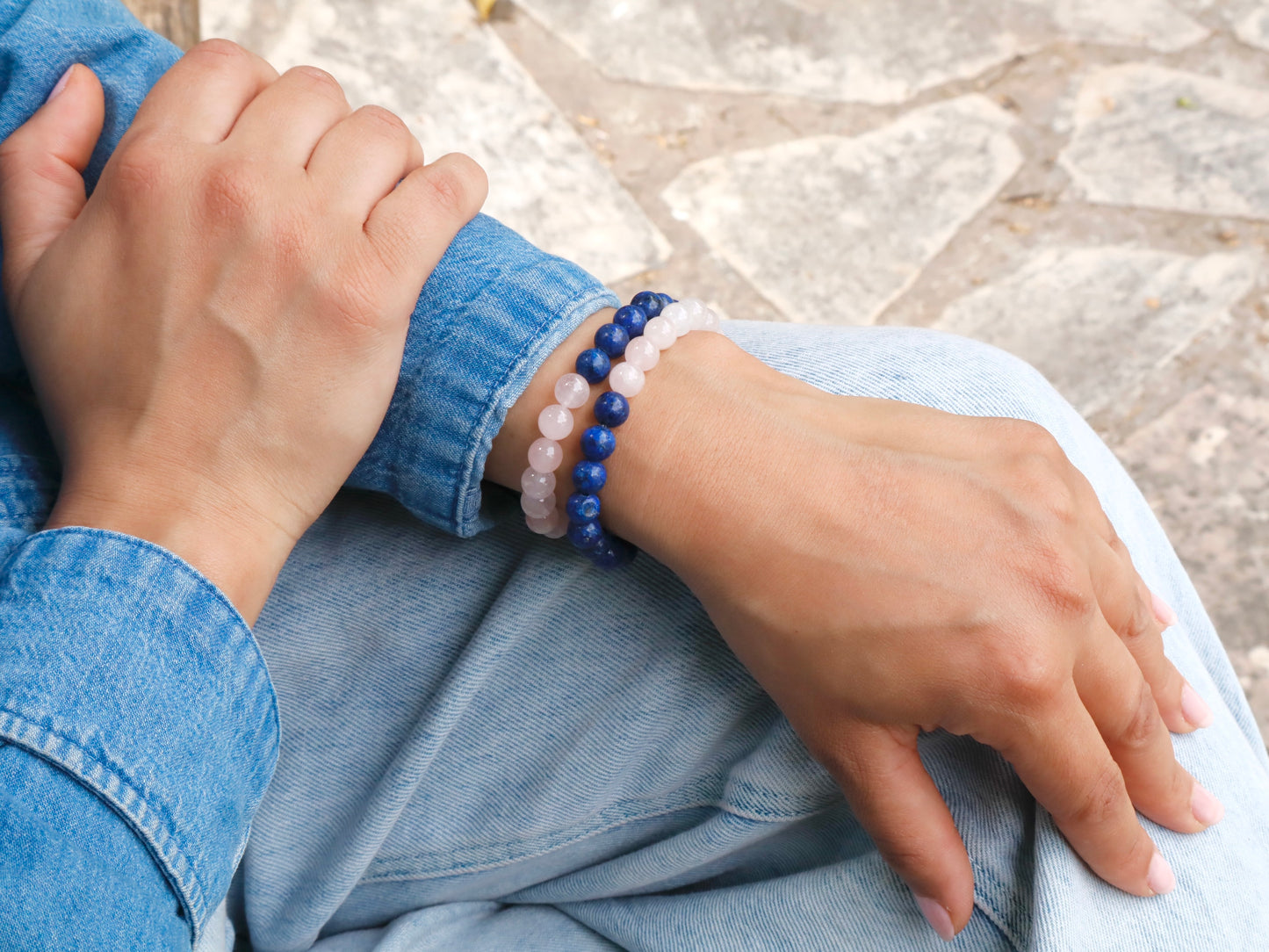 Rose Quartz & Lapis Lazuli Love & Tension Relief Bracelet