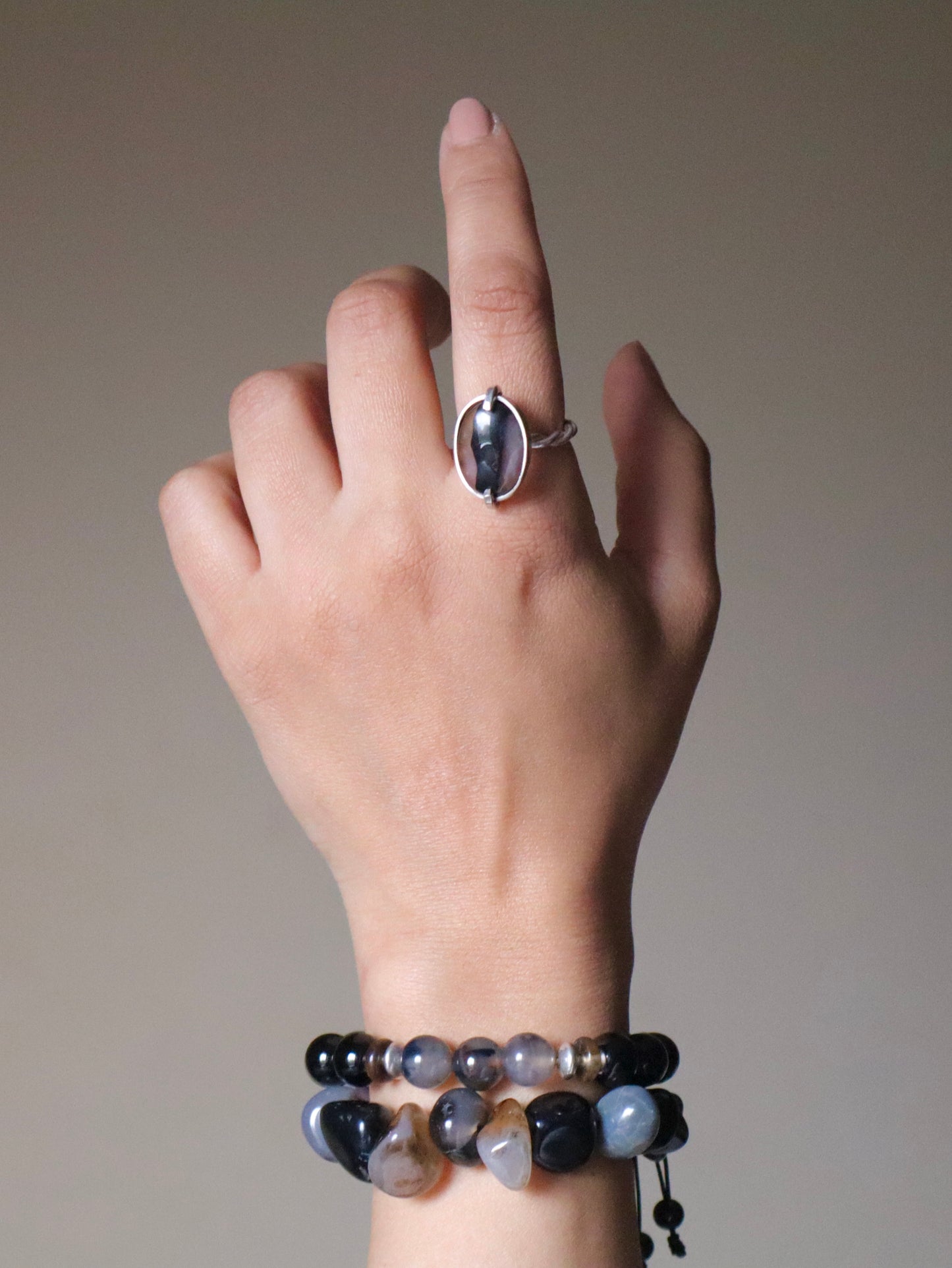 Black Onyx & Agate with 925 Sterling Silver Full Sets