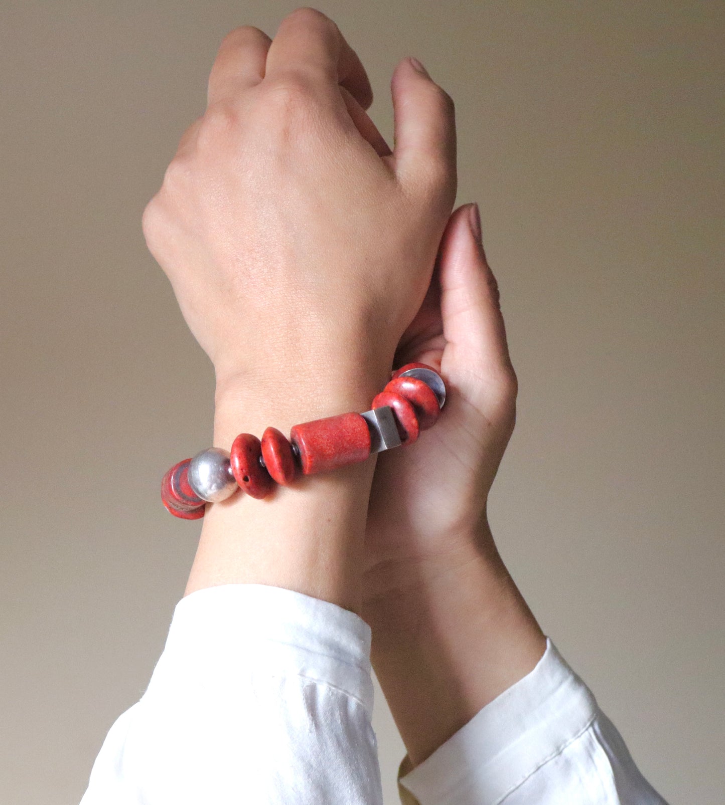 Red Coral & 925 Sterling Silver Confidence & Prestige Bracelet