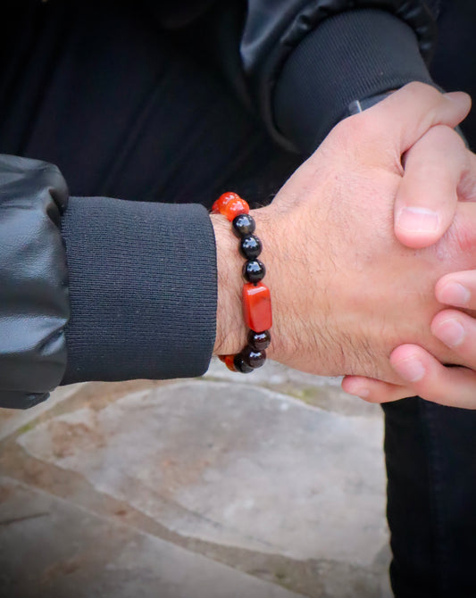 Yemeni Agate, Carnelian, & Black Onyx Courage & Physical Strength Bracelet