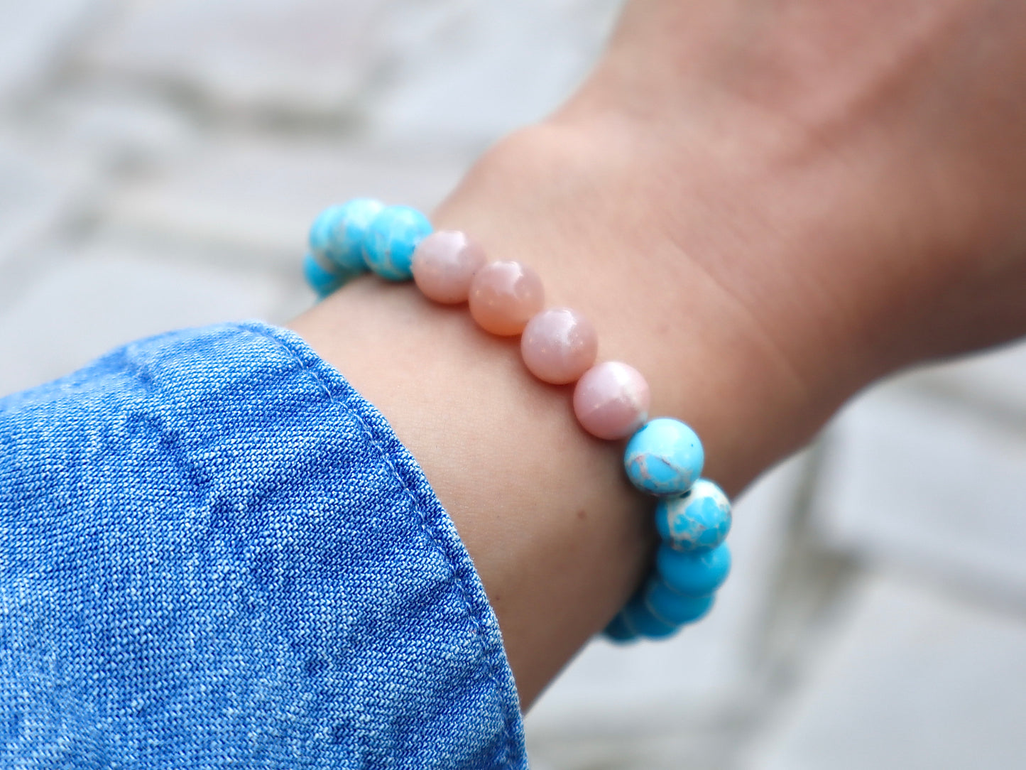 Grade A+++ Imperial Turquoise & Moonstone Couple Bracelets