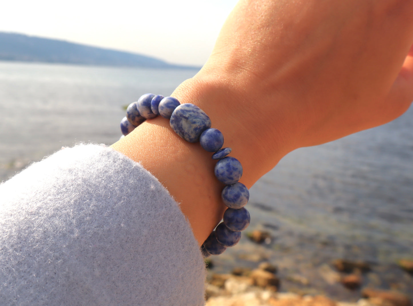 Malachite, Lapis Lazuli, & Sodalite Stacked Set of Bracelets