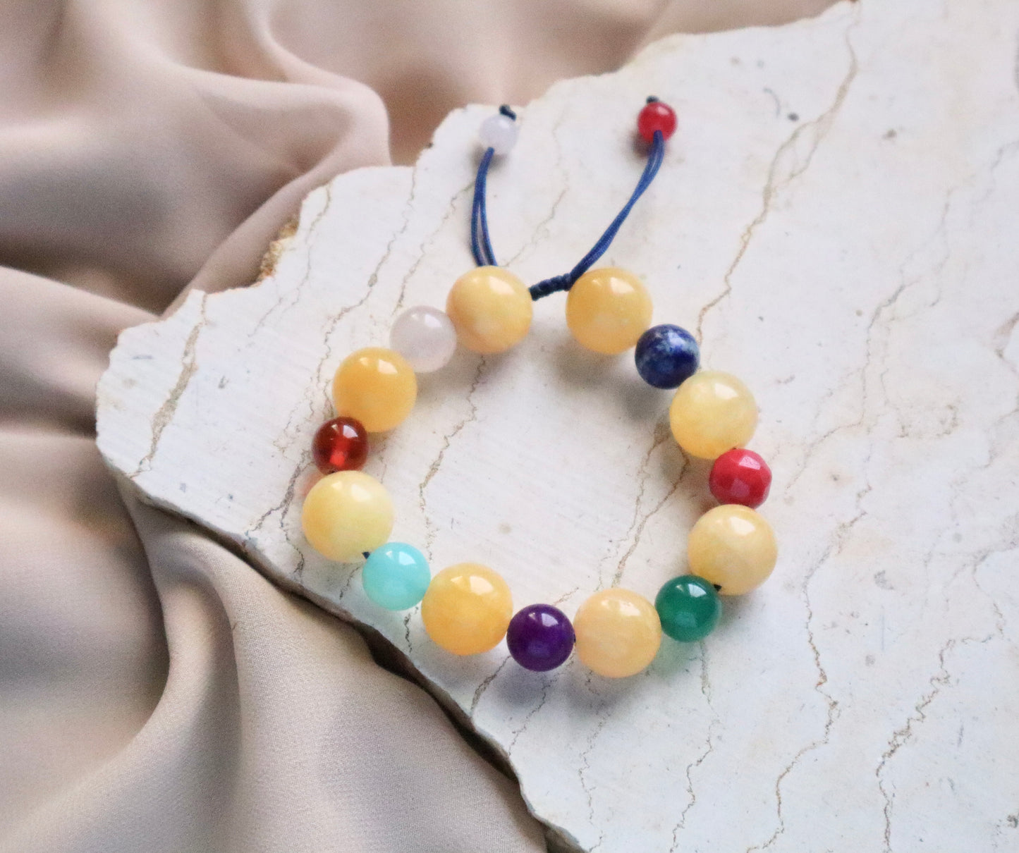 Yellow Jade with a Mix Of Body Relief & Optimism Stones Bracelets