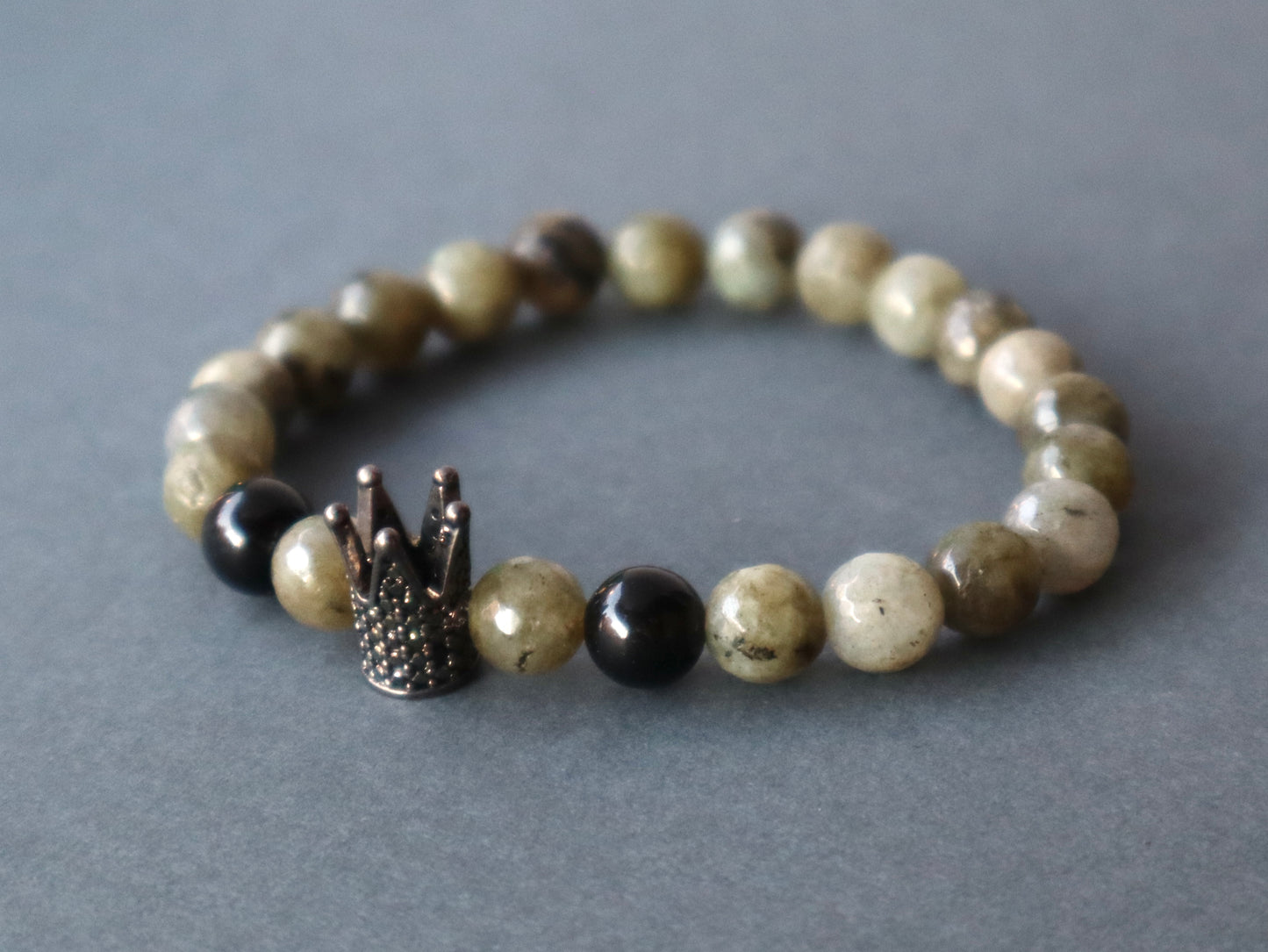 Labradorite, Lava Stones, & Black Obsidian Energy & Strength Bracelets