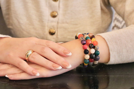 Ruby, Green Jade, & Multi-Agate Color-Pop Bracelets