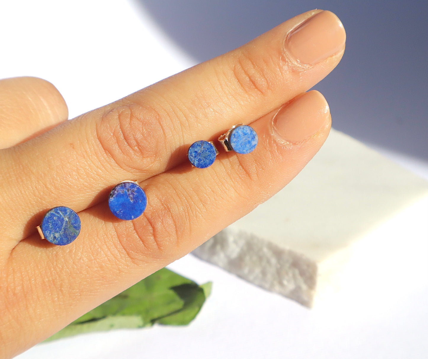 Lapis Lazuli Migraine & Tension Relief 925 Sterling Silver Stud Earrings