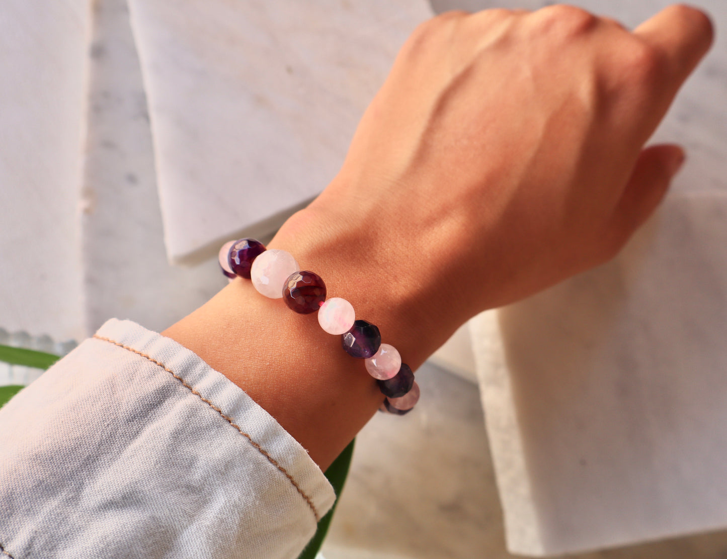 Rose Quartz, Amethyst, & Purple Agate Passion & Tranquility Bracelet