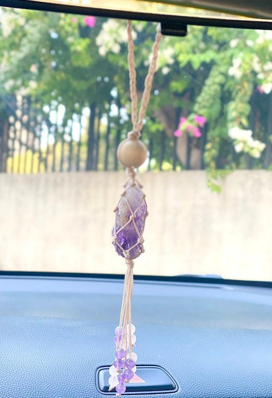 Amethyst Mental Relief Car Mirror Charm