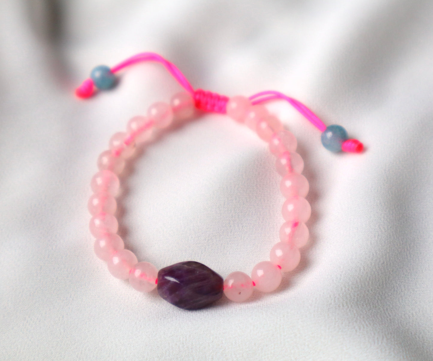 Rose Quartz, Amethyst, & Aquamarine Passion, Vitality, and Calmness Bracelet