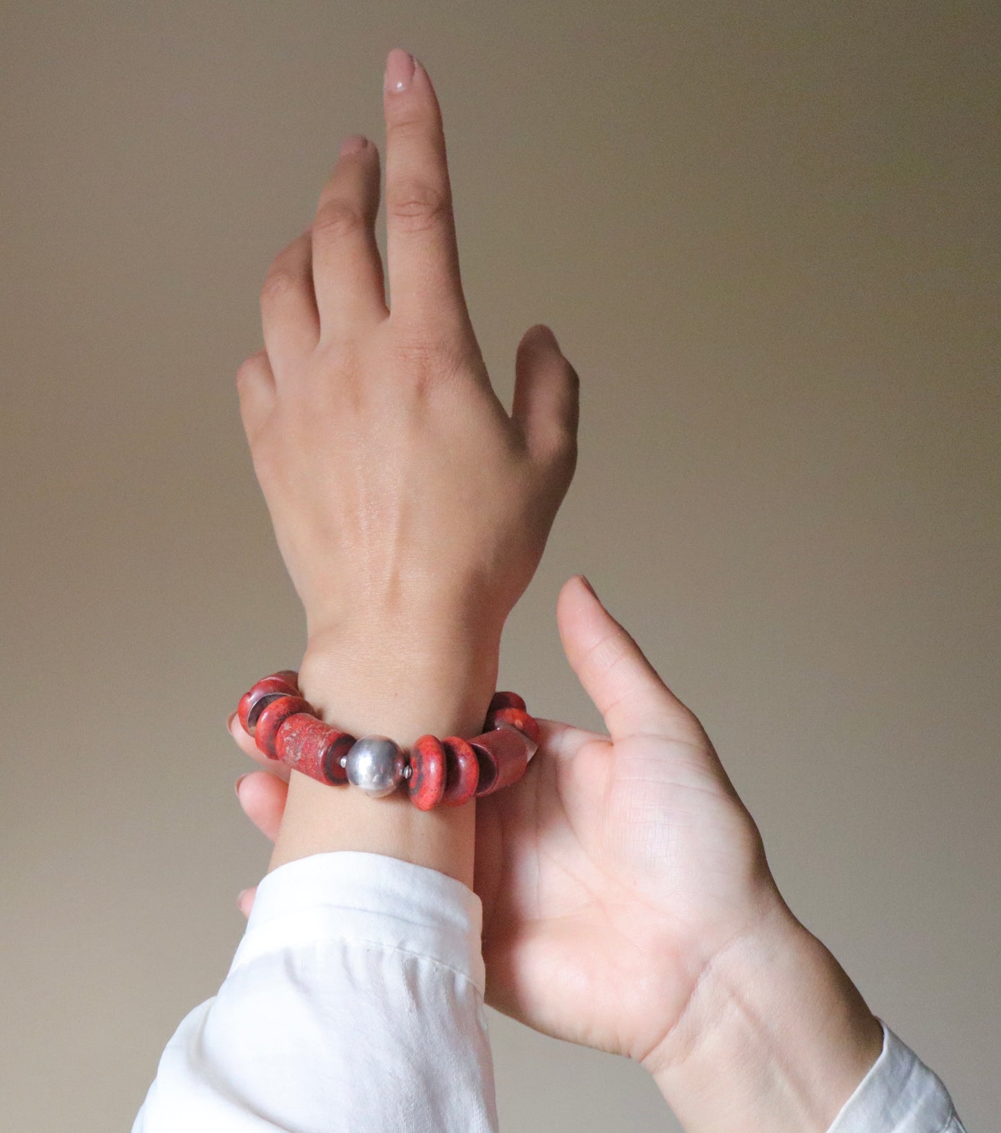 Red Coral & 925 Sterling Silver Confidence & Prestige Bracelet