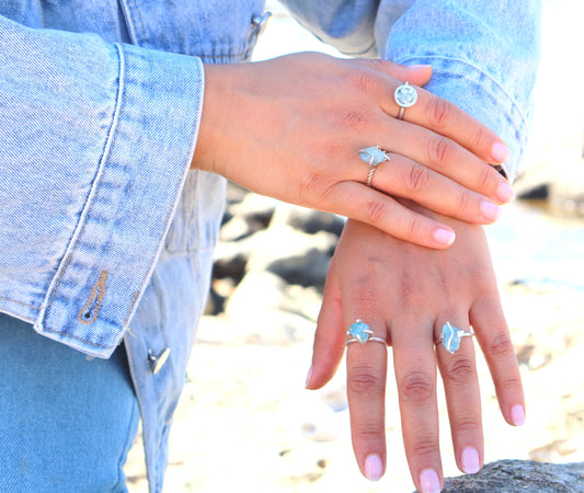 Aquamarine & Sterling Silver Tranquility Rings