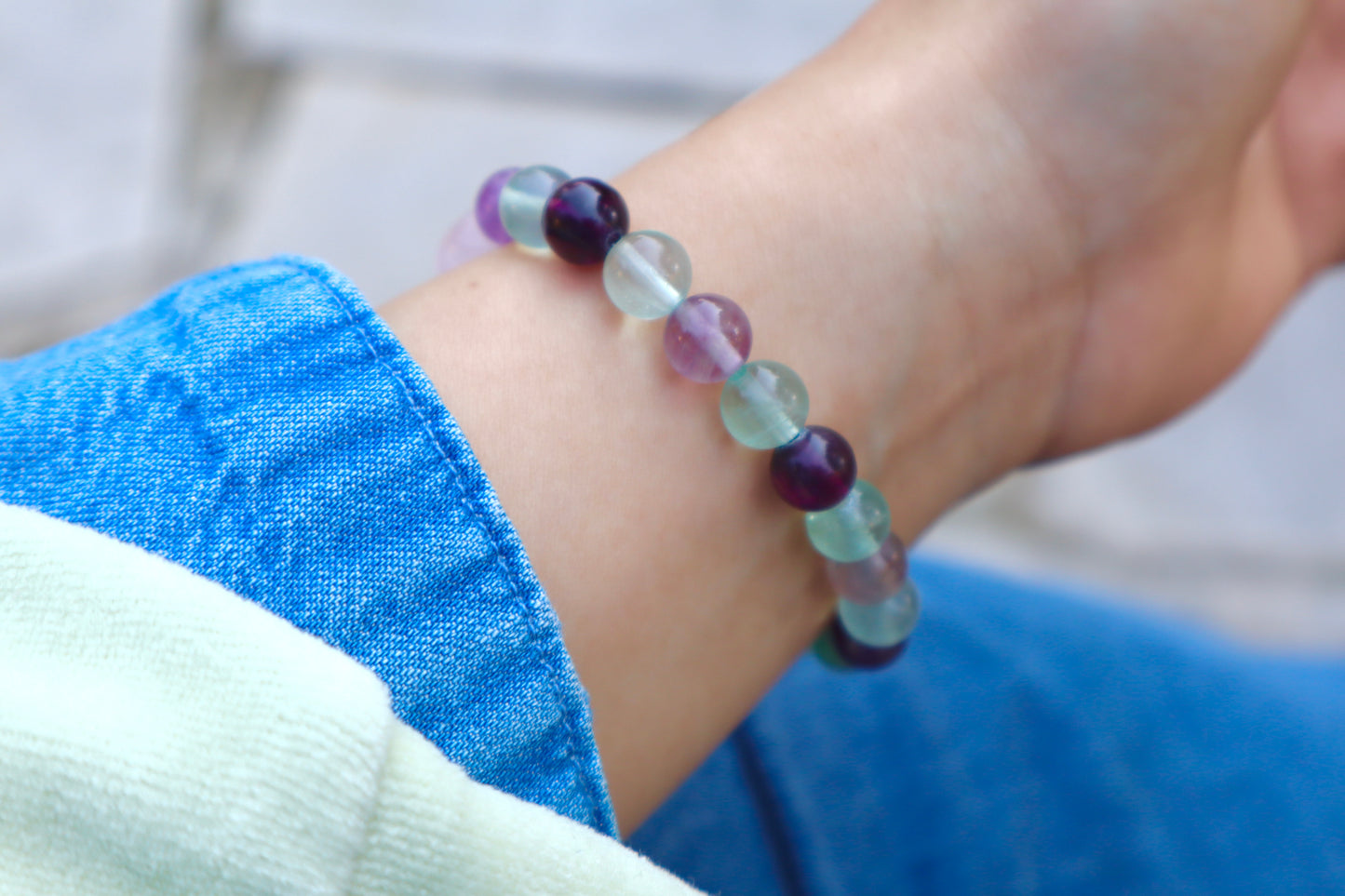 Rose Quartz, Amethyst, Malachite, Flourite, & Clear Quartz Bracelets