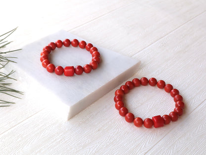 Red Coral Couple Bracelets
