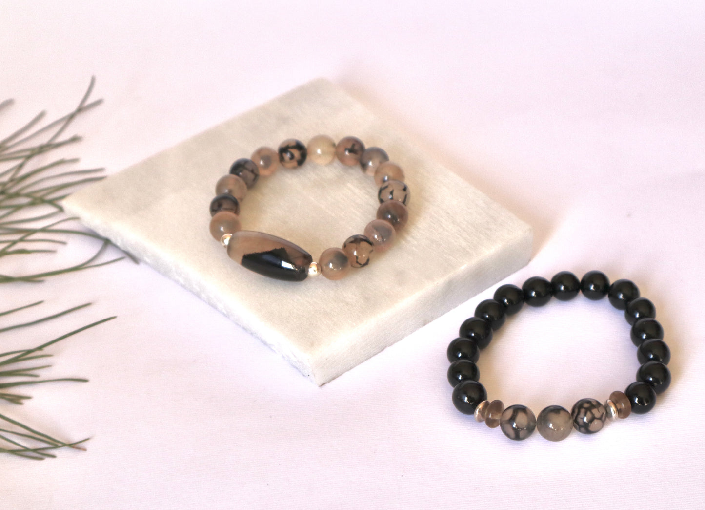 Black Onyx & Agate with 925 Sterling Silver Full Sets