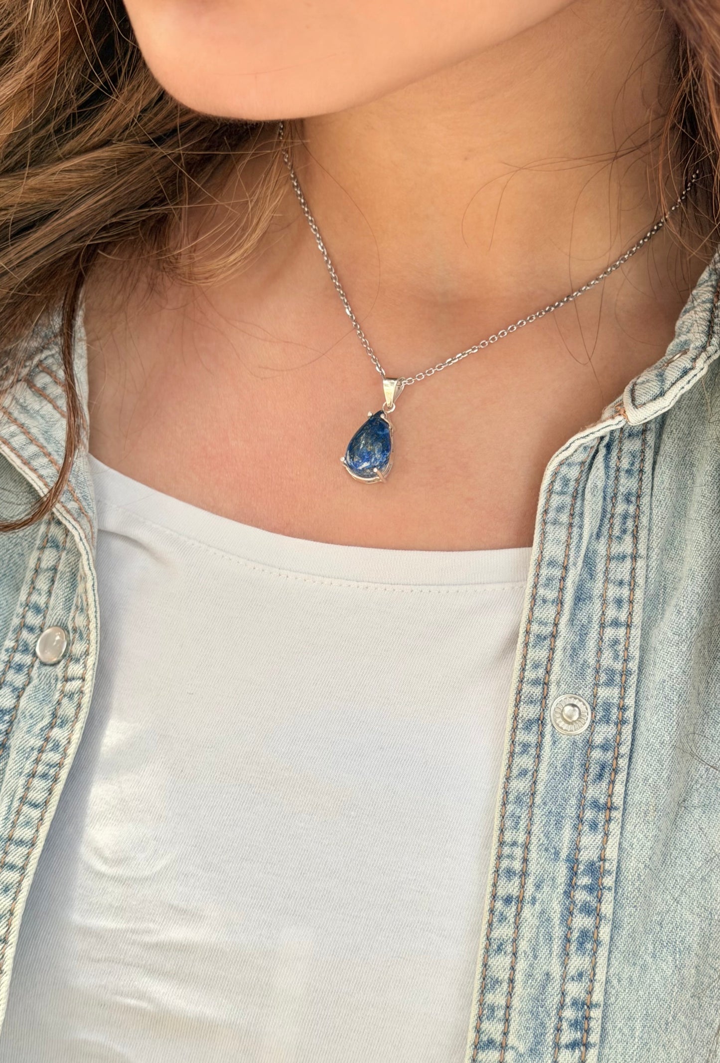 Lapis Lazuli Tension Relief 925 Sterling Silver Necklace