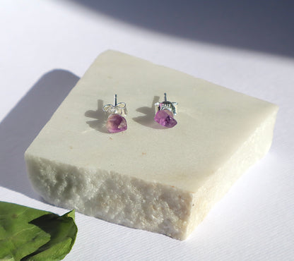 Amethyst, Aquamarine, & Rose Quartz Love, Tranquility, & Stress Relief 925 Sterlings Silver Stud Earrings
