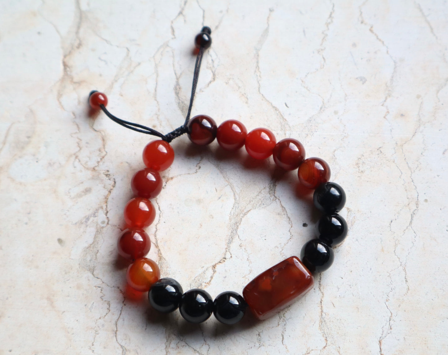 Yemeni Agate, Carnelian, & Black Onyx Courage & Physical Strength Bracelet