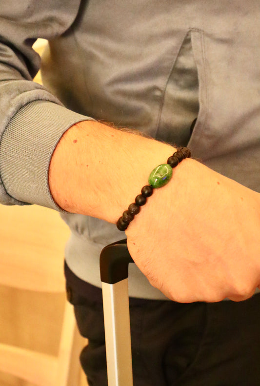 Emerald & Lava Stones Strength Bracelet