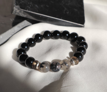Agate, Smoky Quartz, & Black Onyx  Protection & Emotional Strength Bracelet