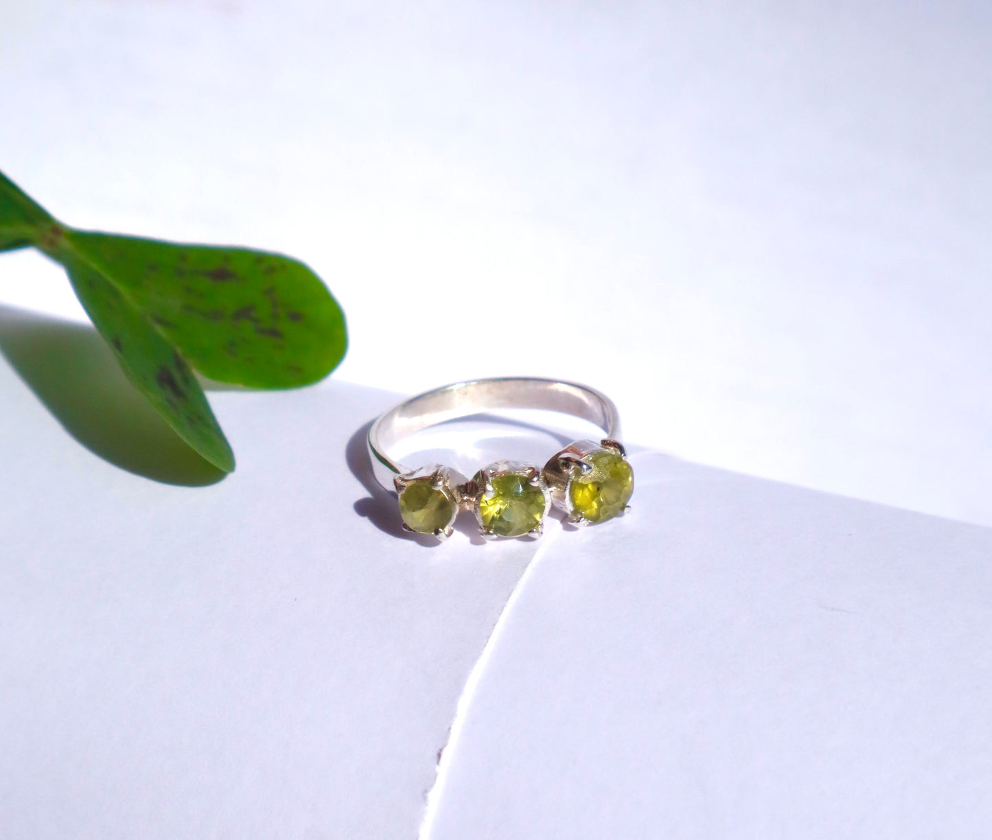 Peridot with 925 Sterling Silver Good Mood & Courage Ring