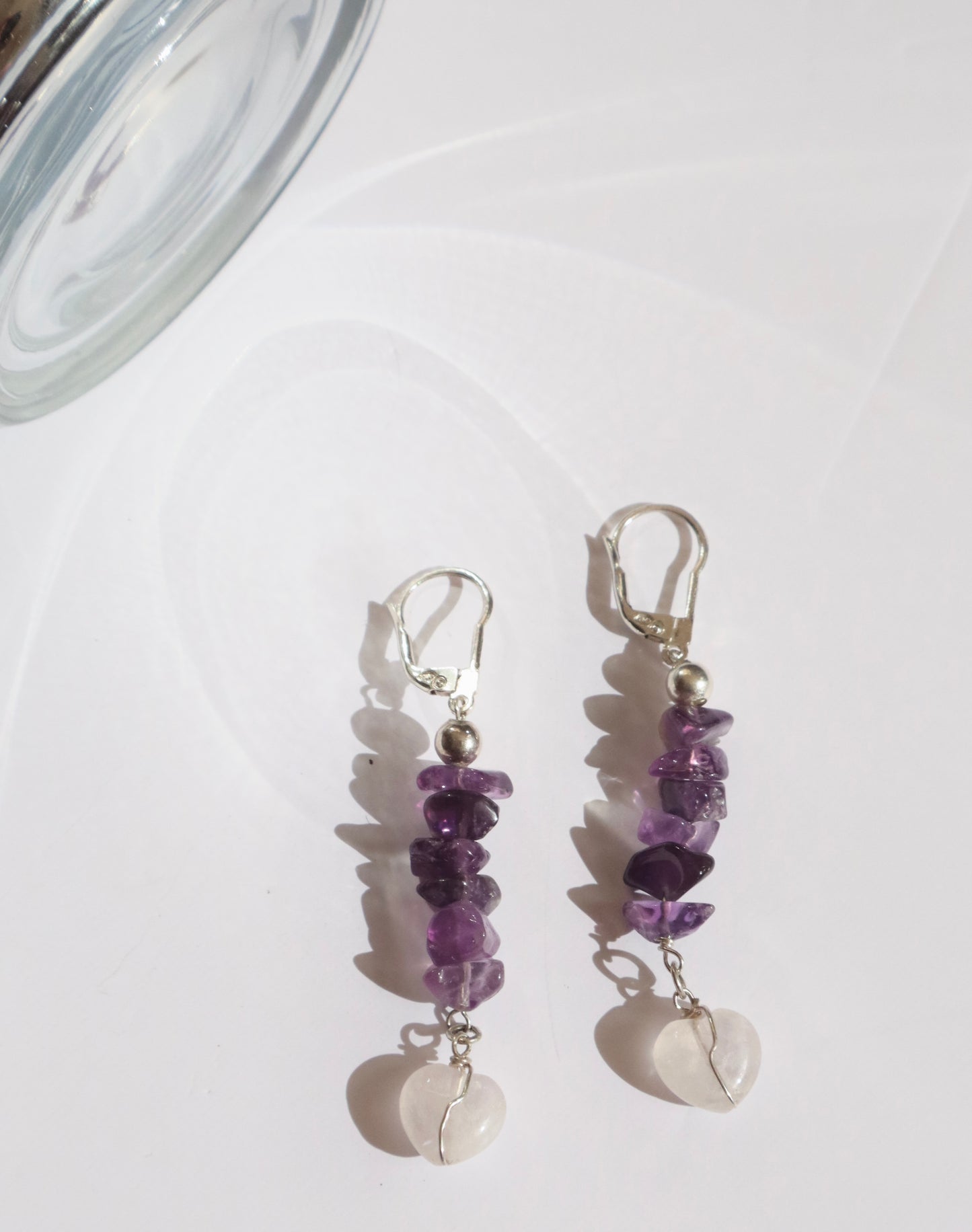 Amethyst & Rose Quartz Tranquility & Love Engancement Earrings