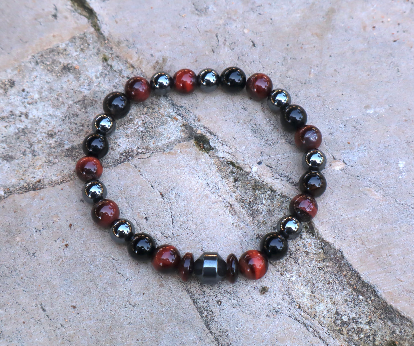 Red Tiger’s Eye, Hematite, & Black Onyx Power & Positivity Bracelet