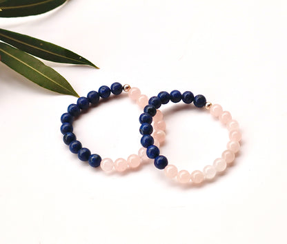 Rose Quartz & Lapis Lazuli Love & Tension Relief Bracelet