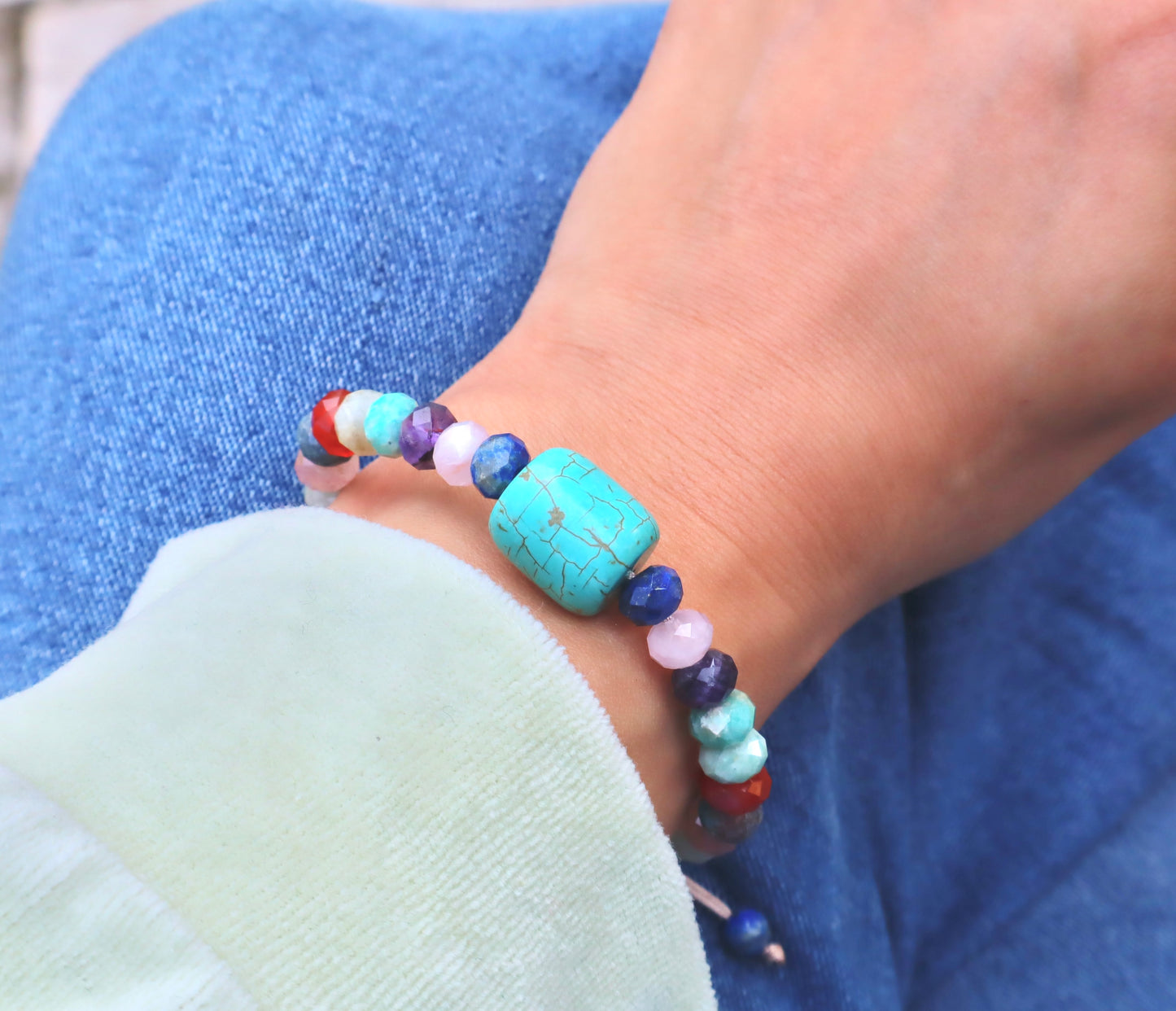 Mixed Stones with A Turquoise Middle Stone