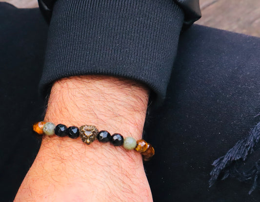 Tiger’s Eye, Labradorite, & Black Onyx Anti-Anxiety, Physical Strength, & Power Bracelet