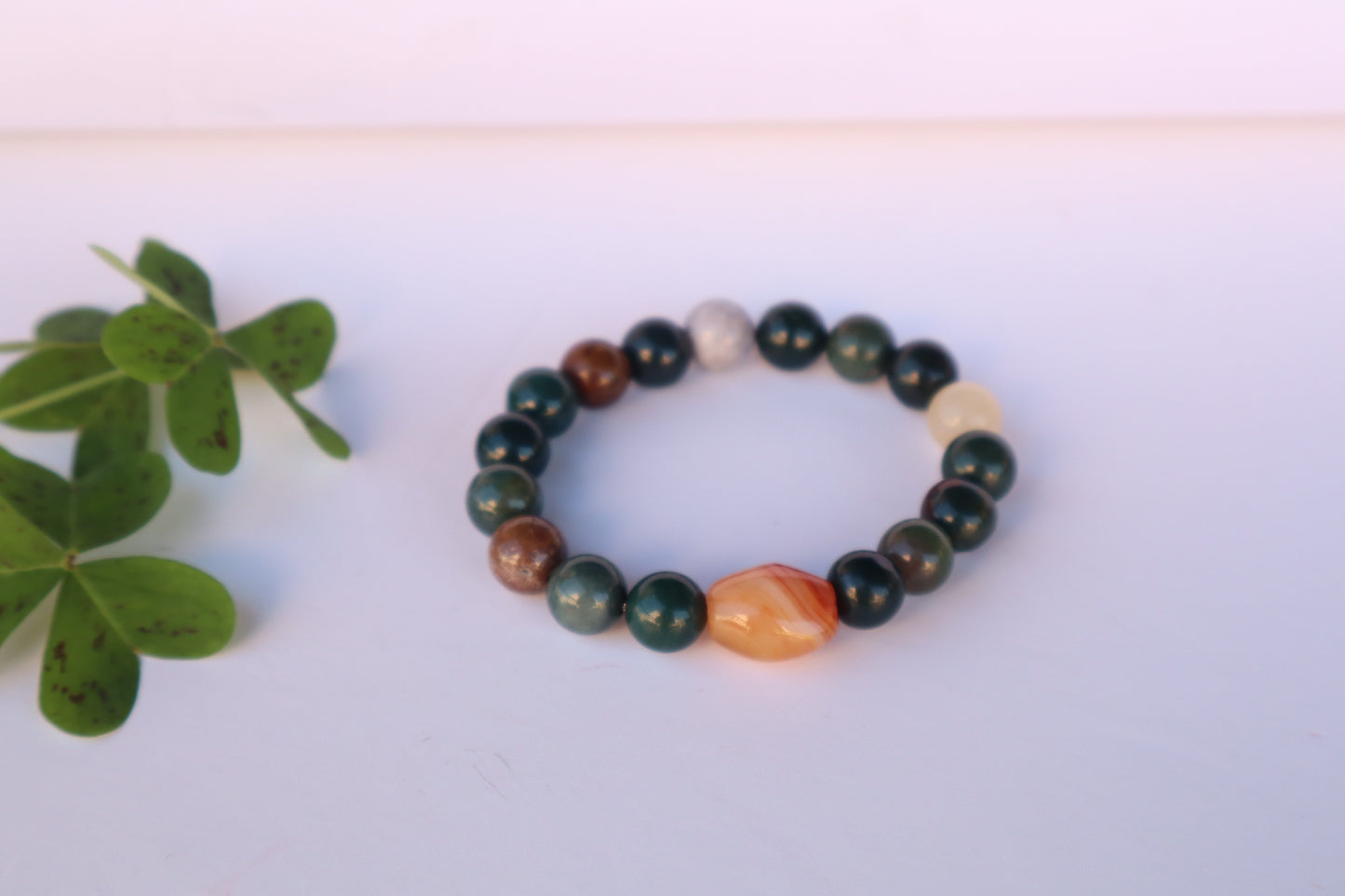 Moss Agate & Carnelian Courage & Stability Bracelet