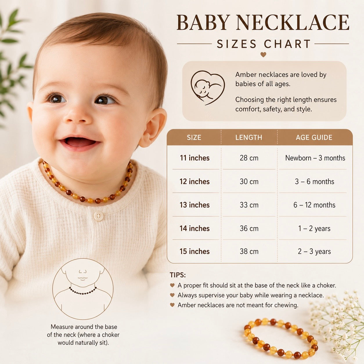 Natural Baltic Amber Baby Teething & Pain Relief Necklace