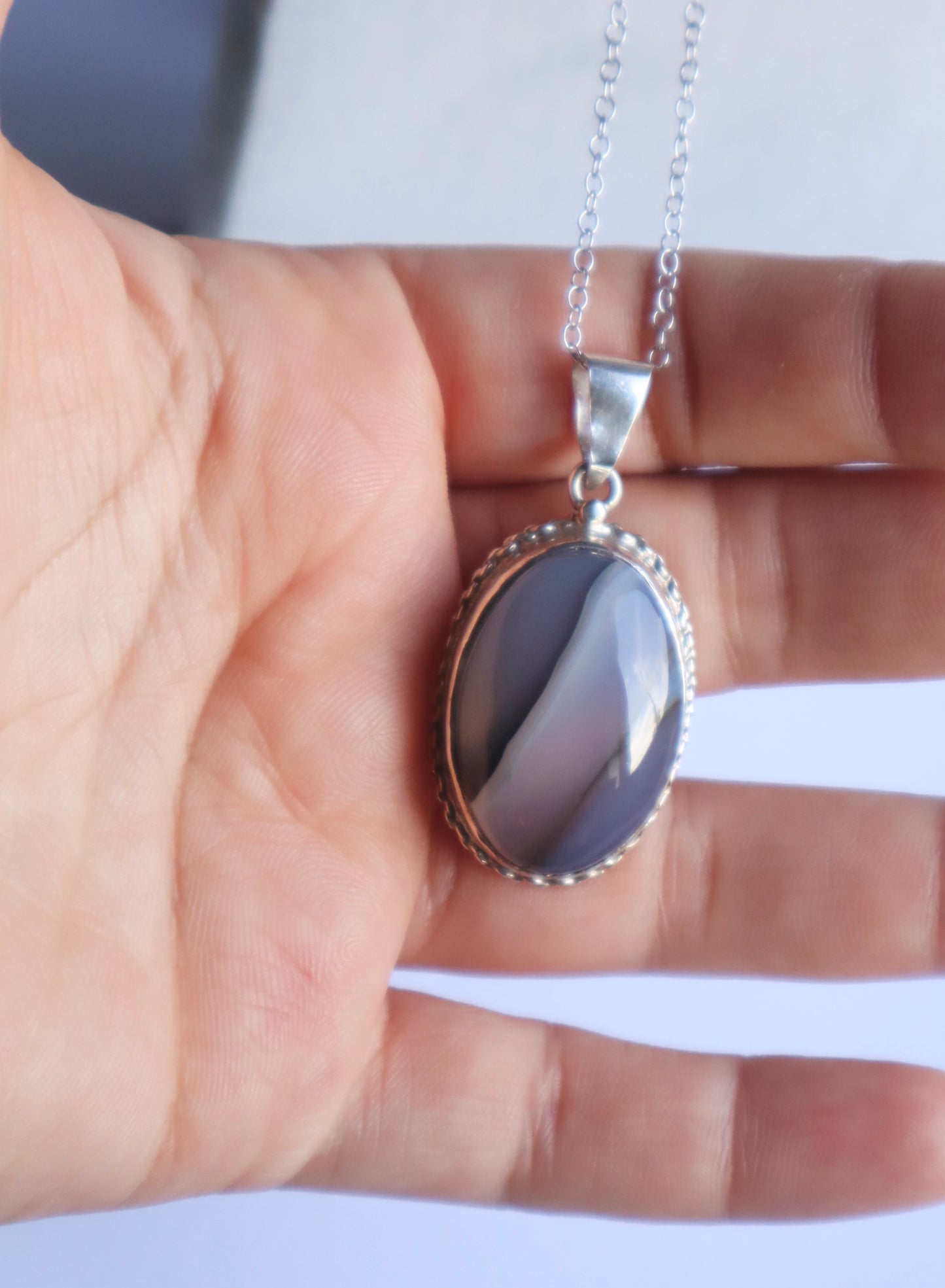 Yemeni Agate Courage & Abundance 925 Sterling Silver Necklace