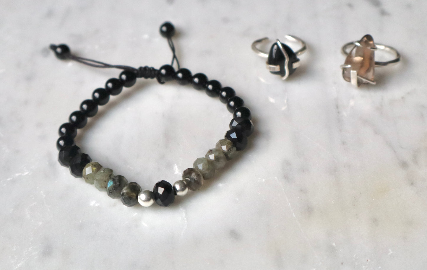 Labradorite, Smoky Quartz, Black Tourmaline, & Black Onyx Set