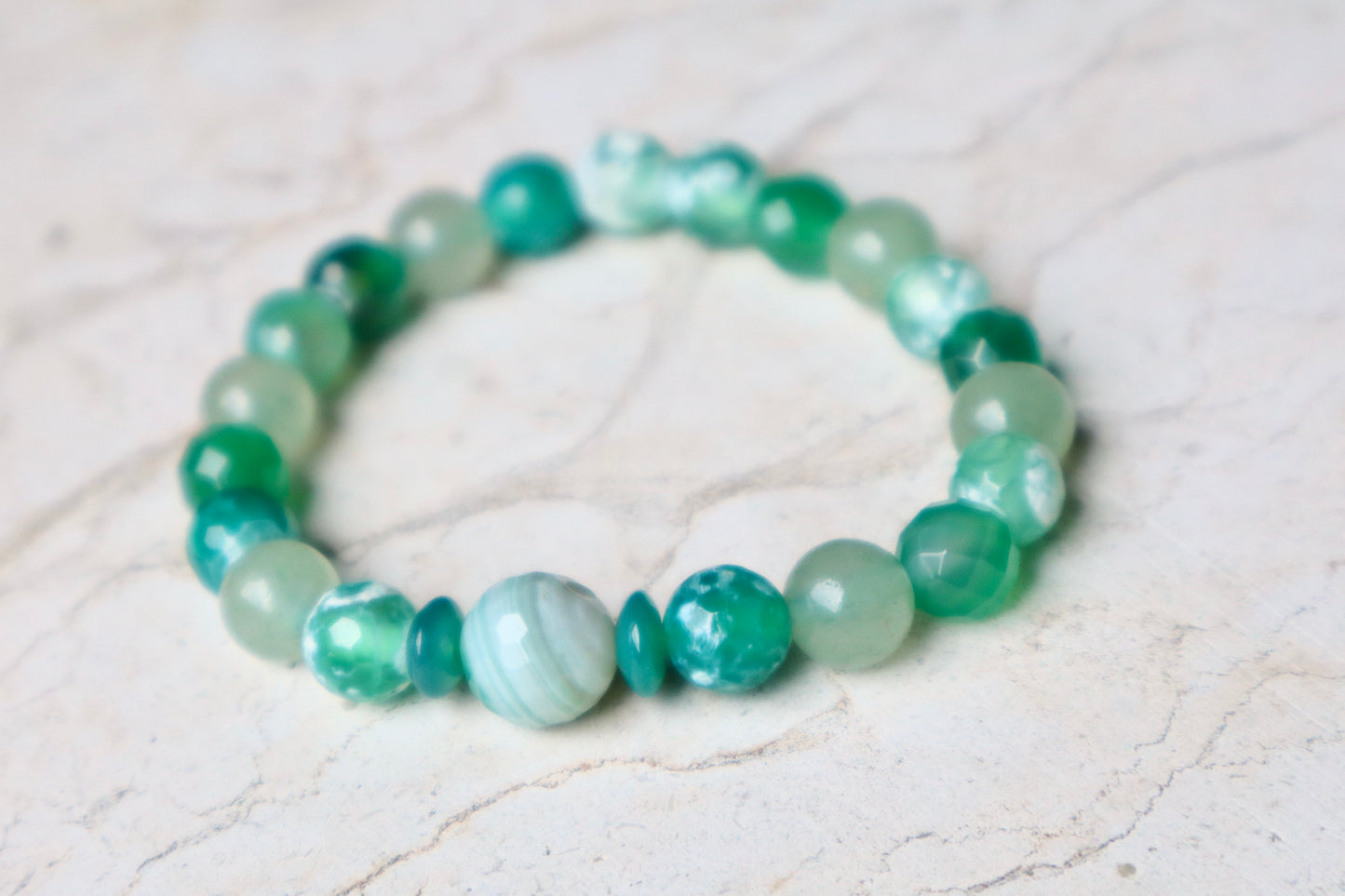 Orca Green Agate, Green Agate, & Jade Personal Growth & Stability Bracelets