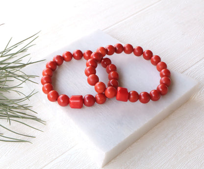 Red Coral Couple Bracelets