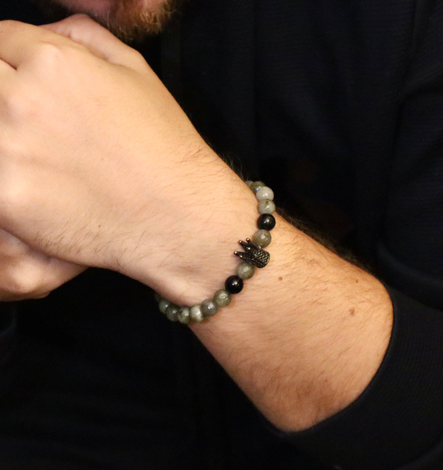 Labradorite, Lava Stones, & Black Obsidian Energy & Strength Bracelets