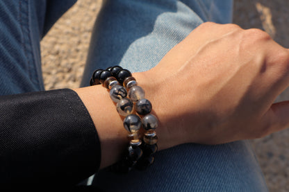 Agate, Smoky Quartz, & Black Onyx  Protection & Emotional Strength Bracelet