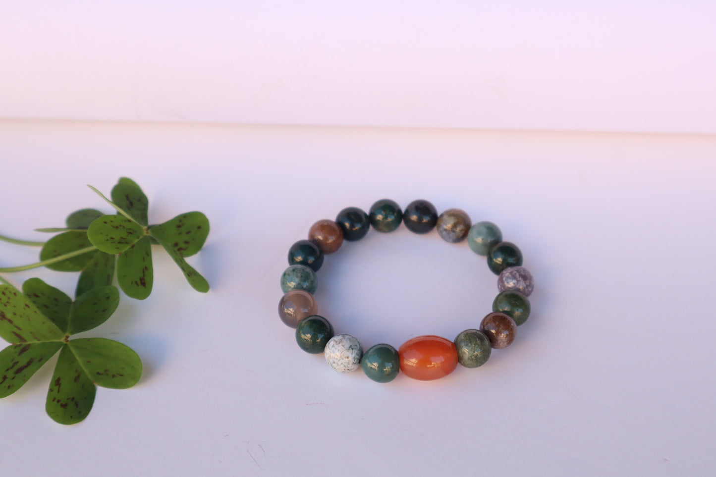 Moss Agate & Carnelian Courage & Stability Bracelet