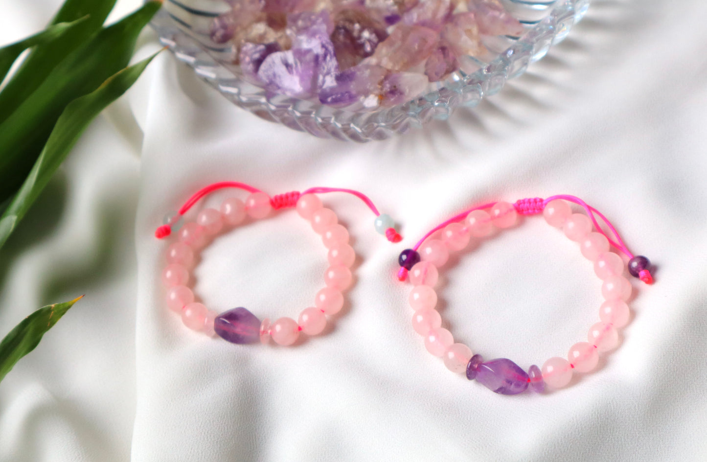 Rose Quartz, Amethyst, & Aquamarine Love & Calmness Bracelet