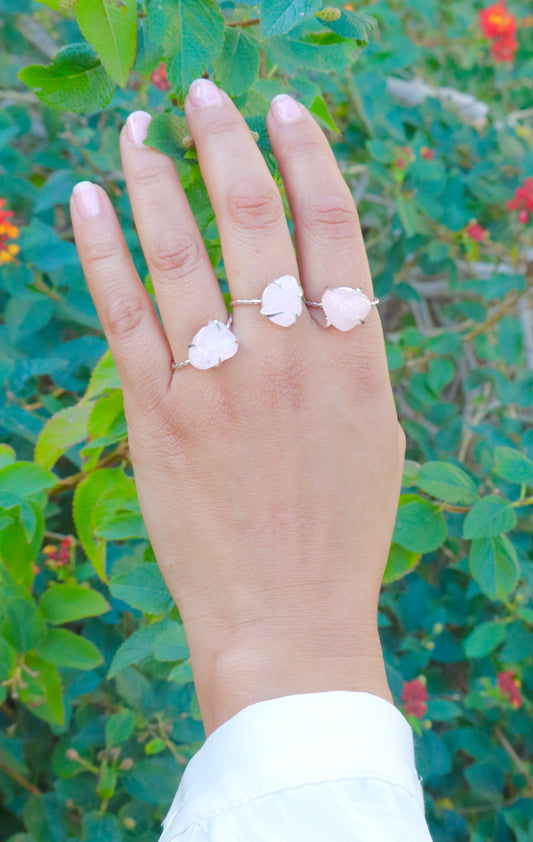 Rose Quartz Love & Passion 925 Stering Silver Rings