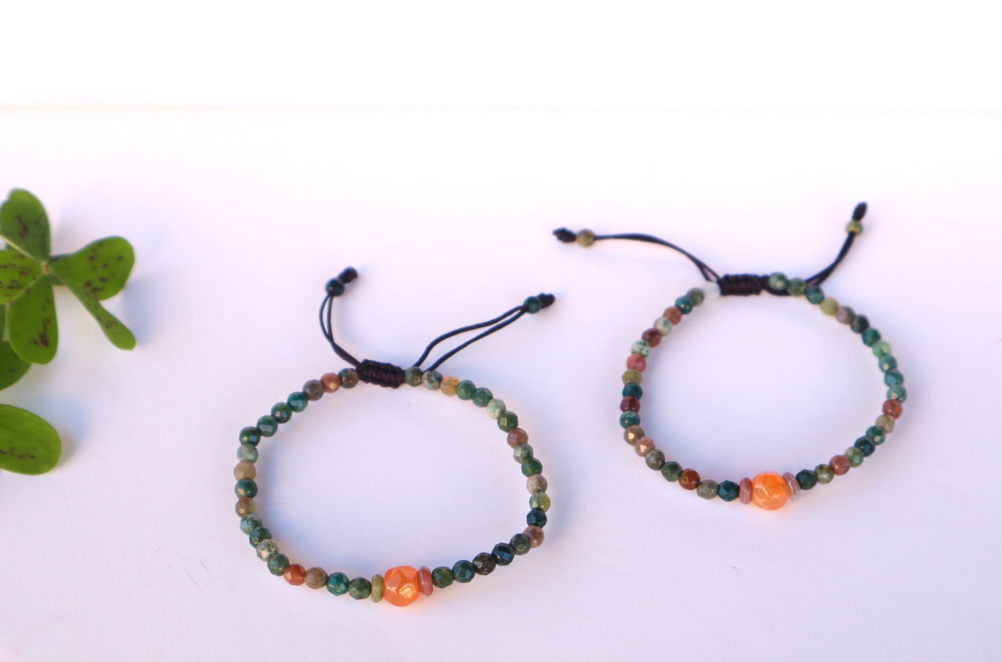 Moss Agate & Carnelian Minimalist Courage & Energy Boost Bracelet