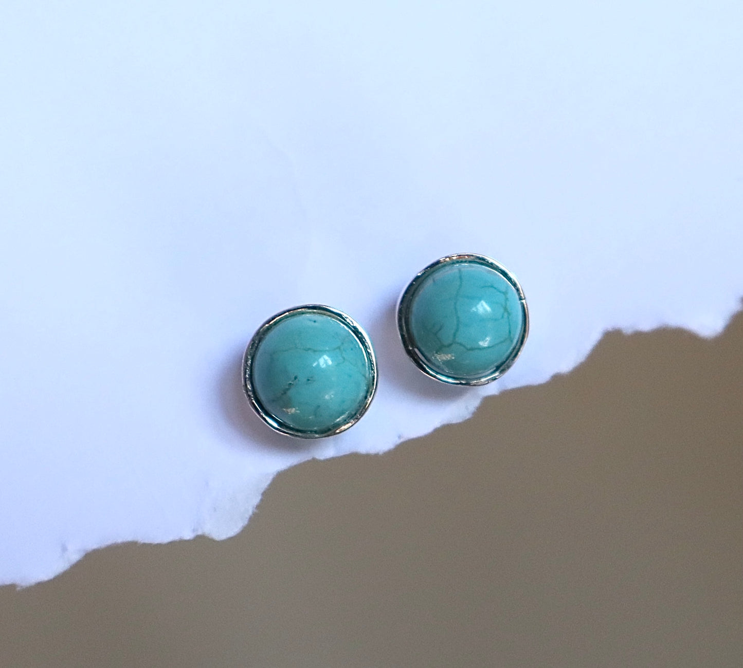 Turquoise Heart & Bones Pain Soothing 925 Sterling Silver Stud Earrings